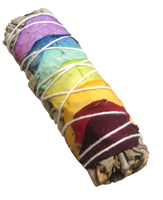 MIX - 7 Chakras (Colors) Petals With White Sage  Smudge Sticks 4" (Single)