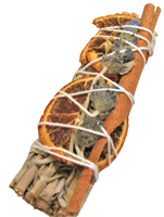 MIX - White Sage with Cinnamon stick, Lavenders, and Tangerine slices Smudge Sticks 4" (Single)