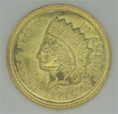 Golden Coin with Indian Head - Amulet