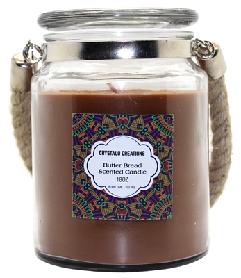 Crystalo Creations Butter Bread Scented Candle with Rope Handle, 18 Ounce