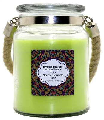 Crystalo Creations Lemon Pound Cake Scented Candle with Rope Handle, 18 Ounce