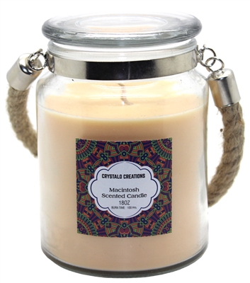 Crystalo Creations Macintosh Scented Candle with Rope Handle, 18 Ounce