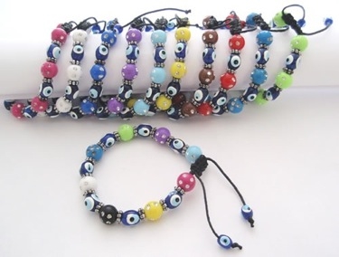 Plastic Evil Eye Bracelet with Adjustable String