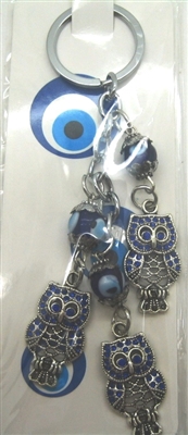 Three Owl Chain Evil Eye Key Chain