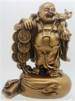 Buddha with Ruyi Standing in Money Bag - 7''