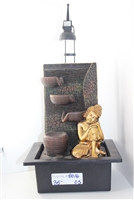 Gold Buddha hands on knees cascading fountain w/LED Model-8016