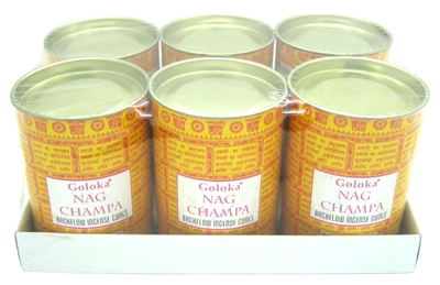 Goloka Nag Champa Backflow Incense Cones (24 cones x 6 cans)