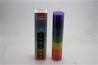 Seven Chakra Candle Single Multicolor Pillar Candle - Govinda