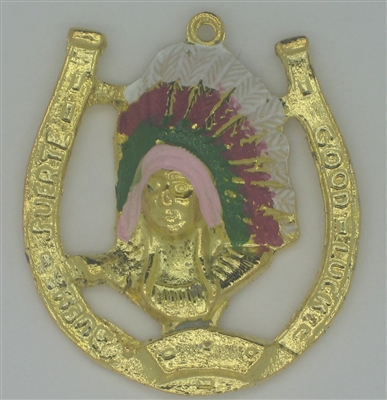 Golden Horseshoe with Indian Head - Amulet