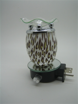 Plug In Oil Warmer - Cheetah Print Glass Aroma Lamp