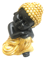 Black Buddha with Gold clothing - Resting on left Knee
