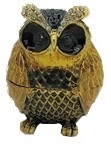 Small Chubby Owl Black & Gold - Bejeweled Trinket Box