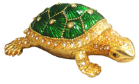 Green Turtle- Bejeweled Trinket Box