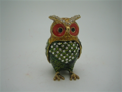 Colored Small Owl - Bejeweled Trinket Box