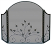 Uniflame 3 Fold Graphite Arch Top Fireplace Screen with Leaves