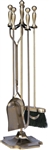 Uniflame Specialty Line Antique Brass 5 Piece Fireset with Ball Handles and Pedestal Base