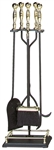 Uniflame Specialty Line Polished Brass and Black 5 Piece Fireset with Ball Handles and Rectangular Base