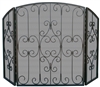 Uniflame 3 Fold Graphite Fireplace Screen with Scrolls