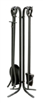 Uniflame Black Wrought Iron 5 Piece Fireset with Crook Handles