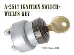 MILITARY WWII JEEP MB GPW IGNITION SWITCH - WILLYS KEY A-2517  ARMY JEEP PARTS