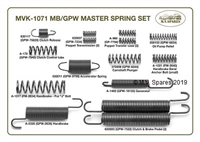 WWII JEEP MB GPW SPRING SET mvspares.com ACCELERATOR SPRING, GENERATOR SPRING, HANDBRAKE SPRING, CLUTCH & BRAKE SPRING, POPPET TRANSMISSION SPRING, CLUTCH RELEASE SPRING, POPPET TRANSFER CASE SPRING, GENERATOR SPRING, CLUTCH CONTROL TUBE SPRING, OIL PUMP