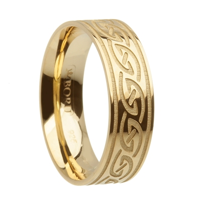 14k Yellow Gold Wide Celtic Weaves Wedding Ring 7.2mm