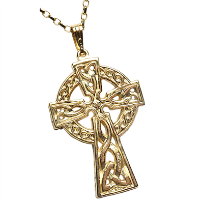 10k Yellow Gold Large 2 Sided Celtic Cross 33mm