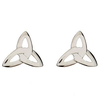 14k White Gold Trinity Knot Celtic Stud Earrings