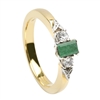 14k Yellow Gold Emerald & Diamond Trinity Knot Celtic Engagement Ring