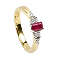 14k Yellow Gold Ruby & Diamond Trinity Knot Celtic Engagement Ring