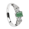 14k White Gold Emerald & Diamond Trinity Knot Celtic Engagement Ring