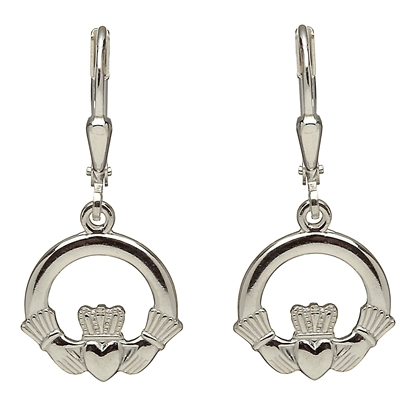 Sterling Silver Drop Claddagh Earrings