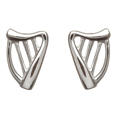 Sterling Silver Small Harp Celtic Stud Earrings