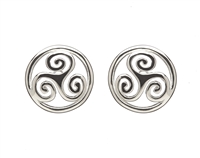 Sterling Silver Small Celtic Open Spirals With Round Surround Stud Earrings