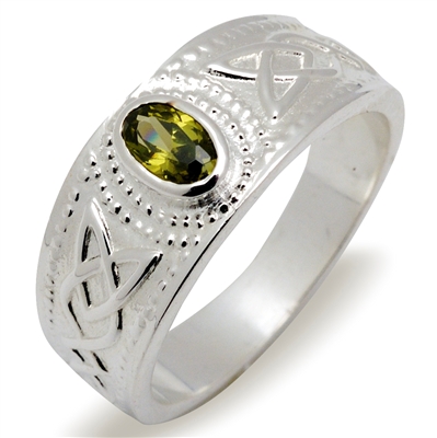 Sterling Silver & Peridot Ladies Celtic Ring