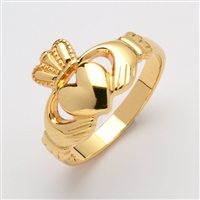 10k Yellow Gold Ladies Medium Claddagh Ring 11mm