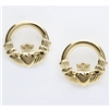 10k Yellow Gold Claddagh Stud Earrings