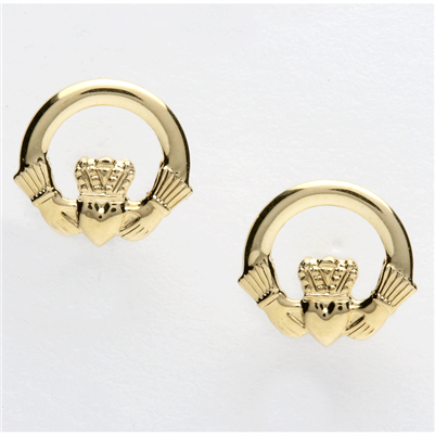 10k Yellow Gold Claddagh Stud Earrings