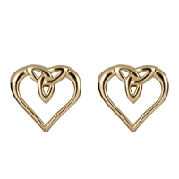 10k Yellow Gold  Heart Shaped Trinity Knot Celtic Stud Earrings