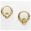 10k Yellow Gold Small Claddagh Stud Earrings