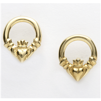 10k Yellow Gold Small Claddagh Stud Earrings