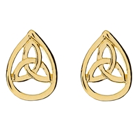 10k Yellow Gold Teardrop Trinity Knot Celtic Stud Earrings