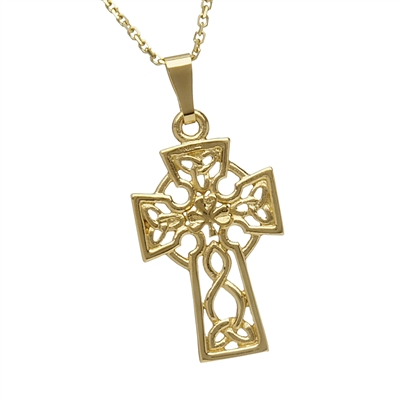 10k Yellow Gold Small Filigree Celtic Cross 21mm