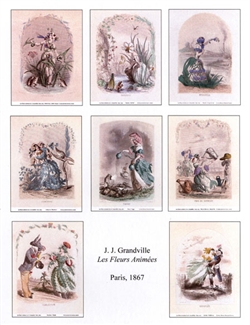 Notecards, Rare Book Print Set - Les Fleurs Animees