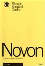 NOVON 13(4), A Journal for Botanical Nomenclature