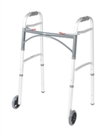 Deluxe Two Button Folding Walker with 5in Wheels