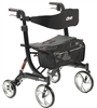 Bariatric 4 Wheel Rollator Nitro HD Black Lightweight Aluminum Frame