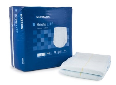 Adult Incontinent Brief McKesson Lite Tab Closure Large Case of 72