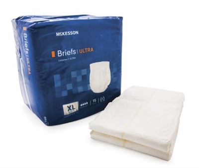 Adult Incontinent Brief McKesson Ultra Tab Closure X-Large Bag of 15