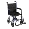 Lightweight Transport Wheelchair, 17" Seat, Blue